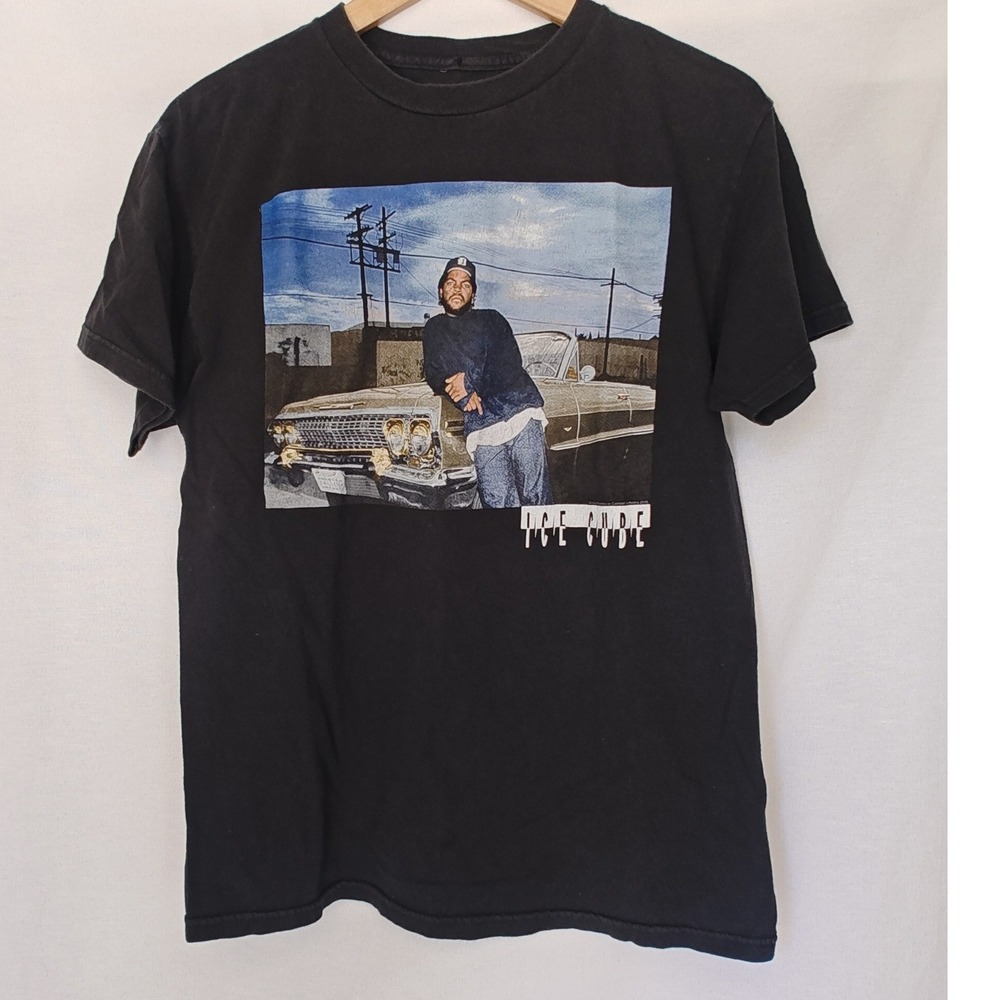Ice‎ Cube Graphic T Shirt Mens Medium Black Short Sleeve Rap Tee Lowrider MF